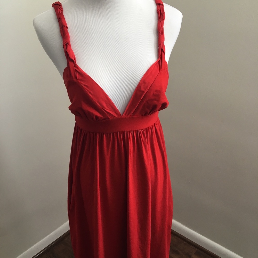 Fun brunch red dress with pockets!